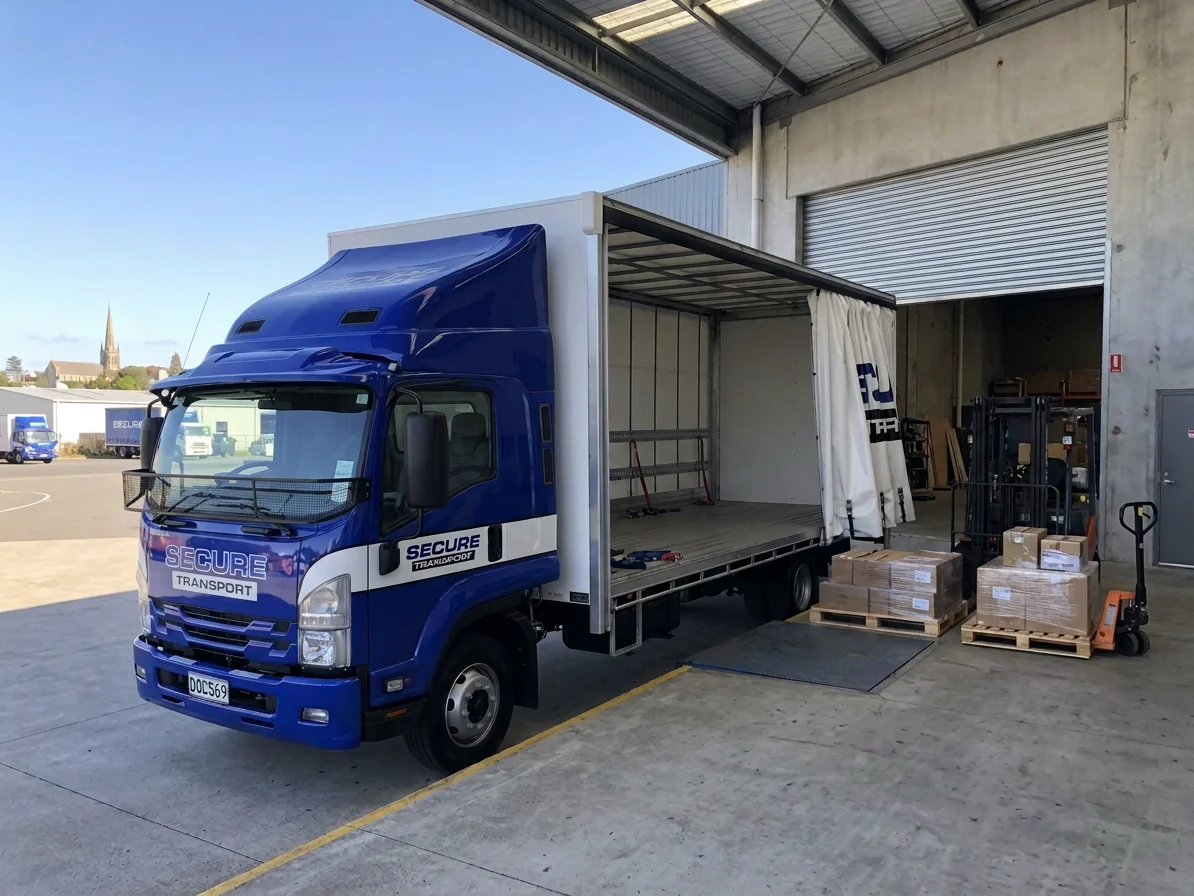Secure Transport truck at loading dock